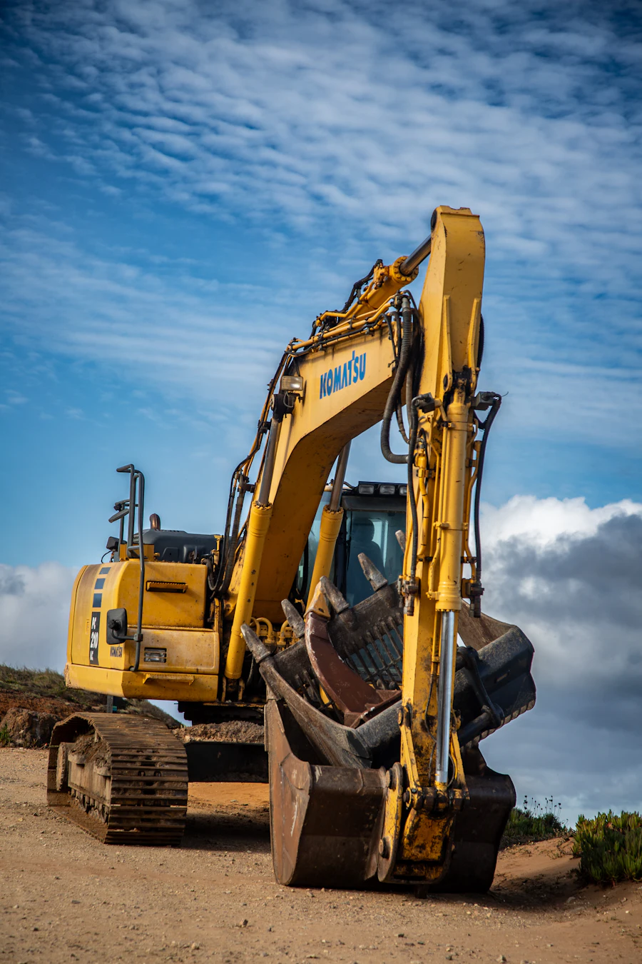 Mini excavator on site