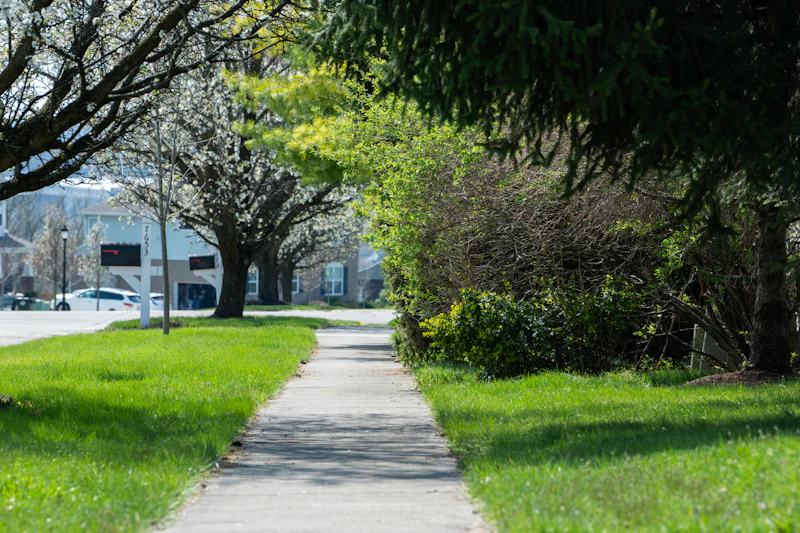 Short walk from apartment to driveway stall