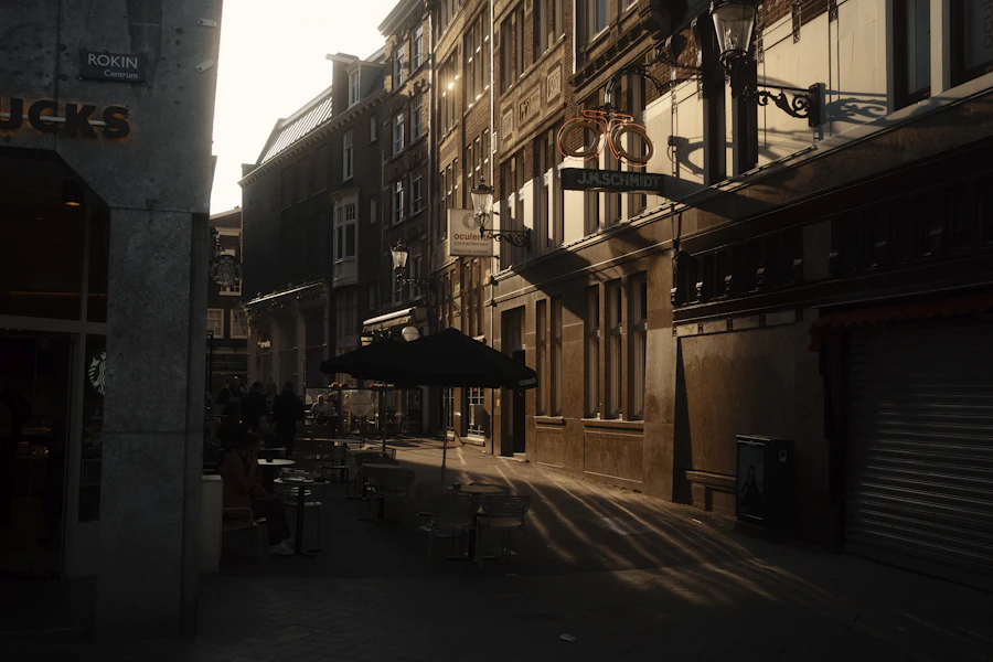 Sunlit café terrace