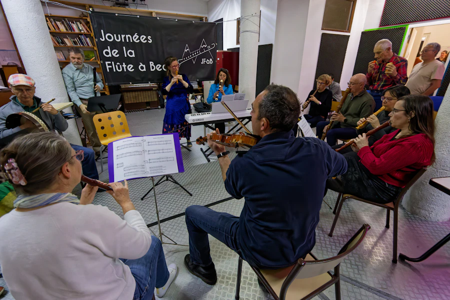 Musicians learning flute