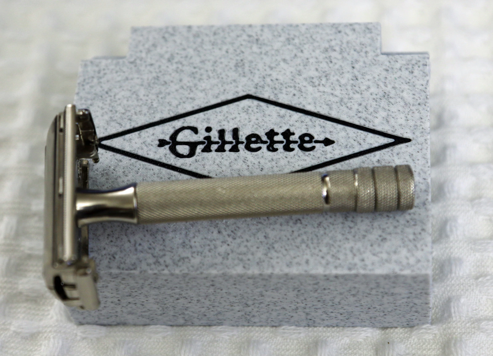 Vintage Gillette safety razor on a box