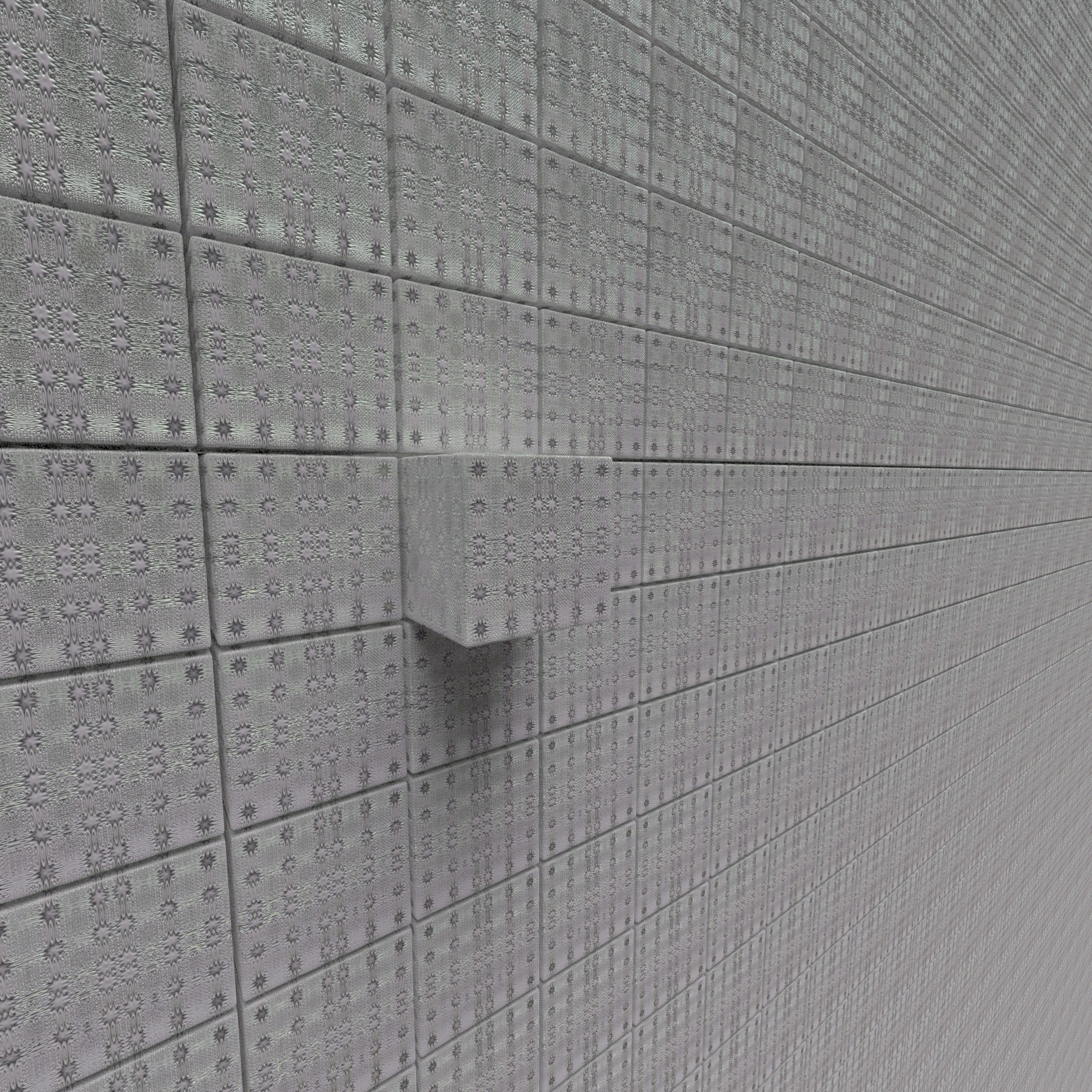 Light gray textured metal panels with one protruding square. photo ...