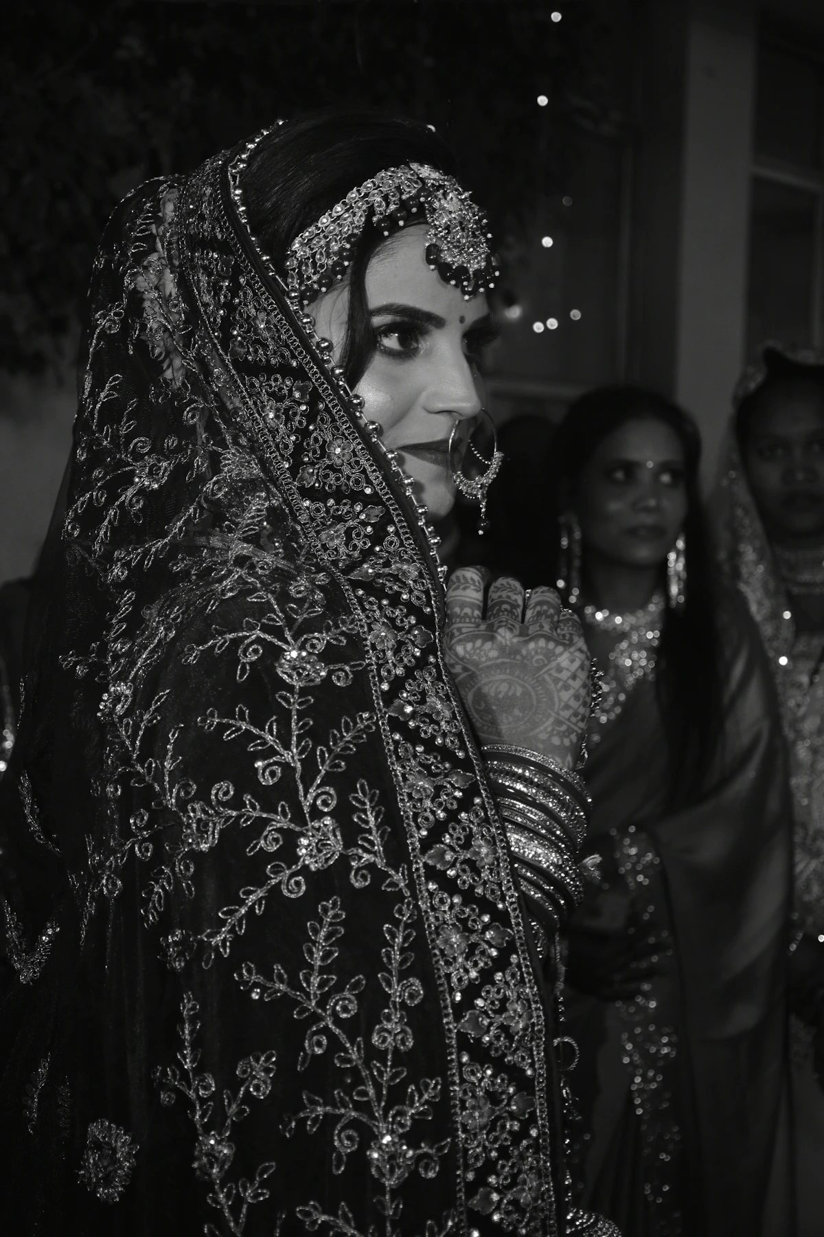 Traditional Indian bridal portrait with jewelry and makeup