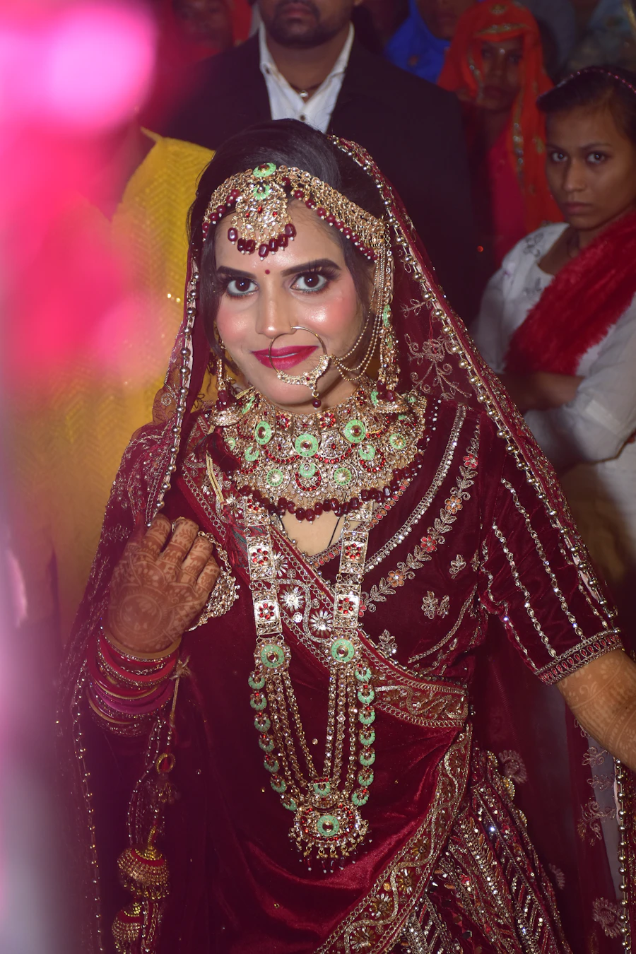 The maroon lehenga