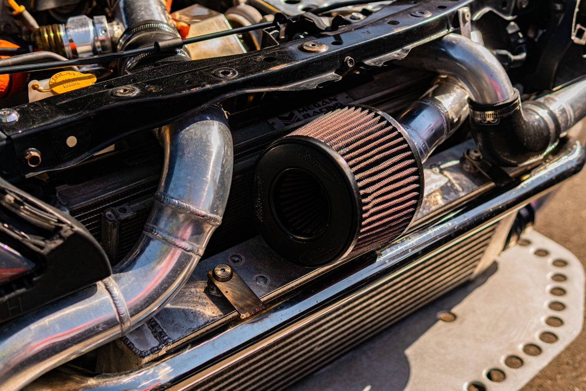 Mishimoto front-mount intercooler installed on Subaru WRX