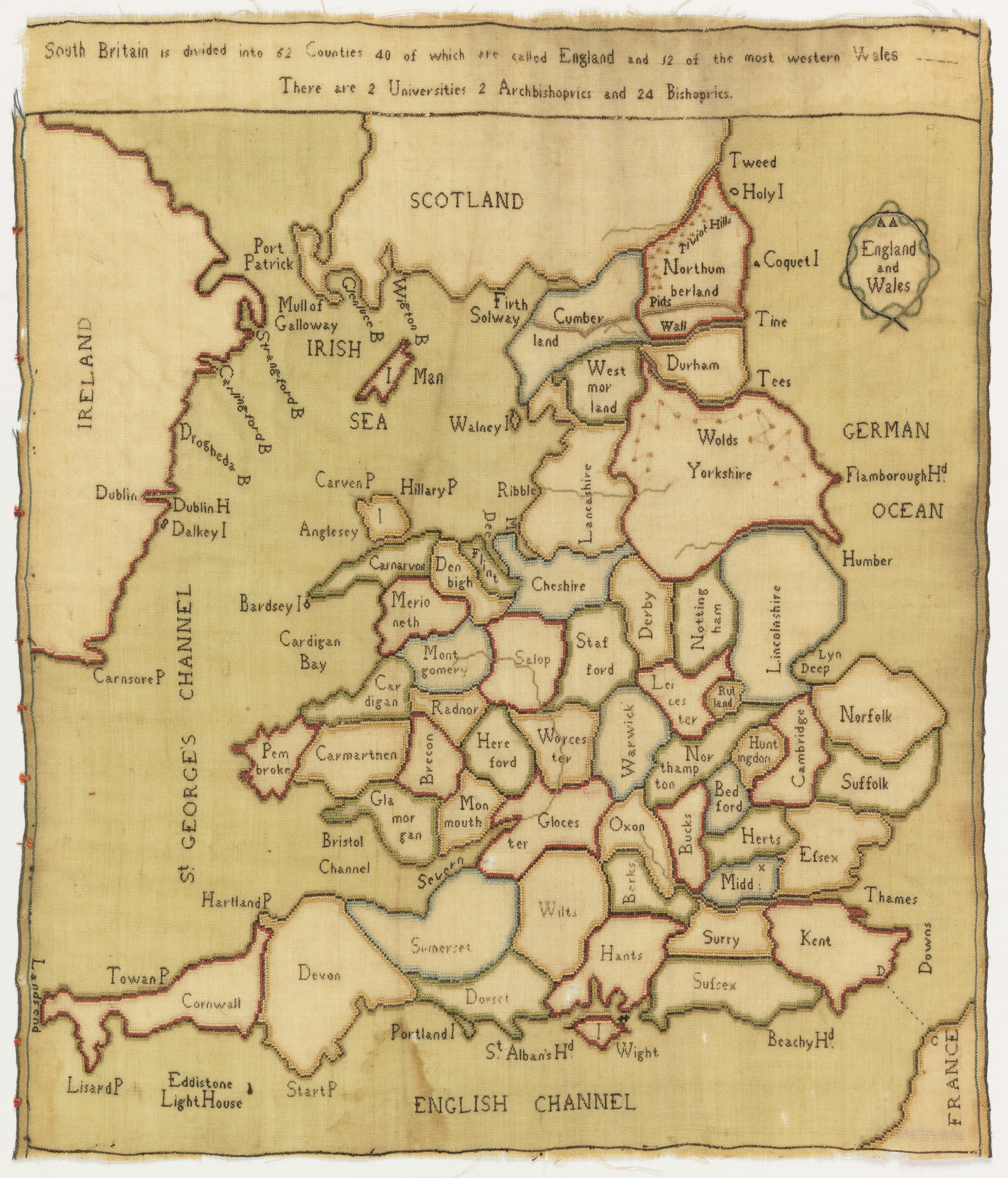 Mapa antigo detalhando condados da Inglaterra, País de Gales, Escócia e Irlanda.