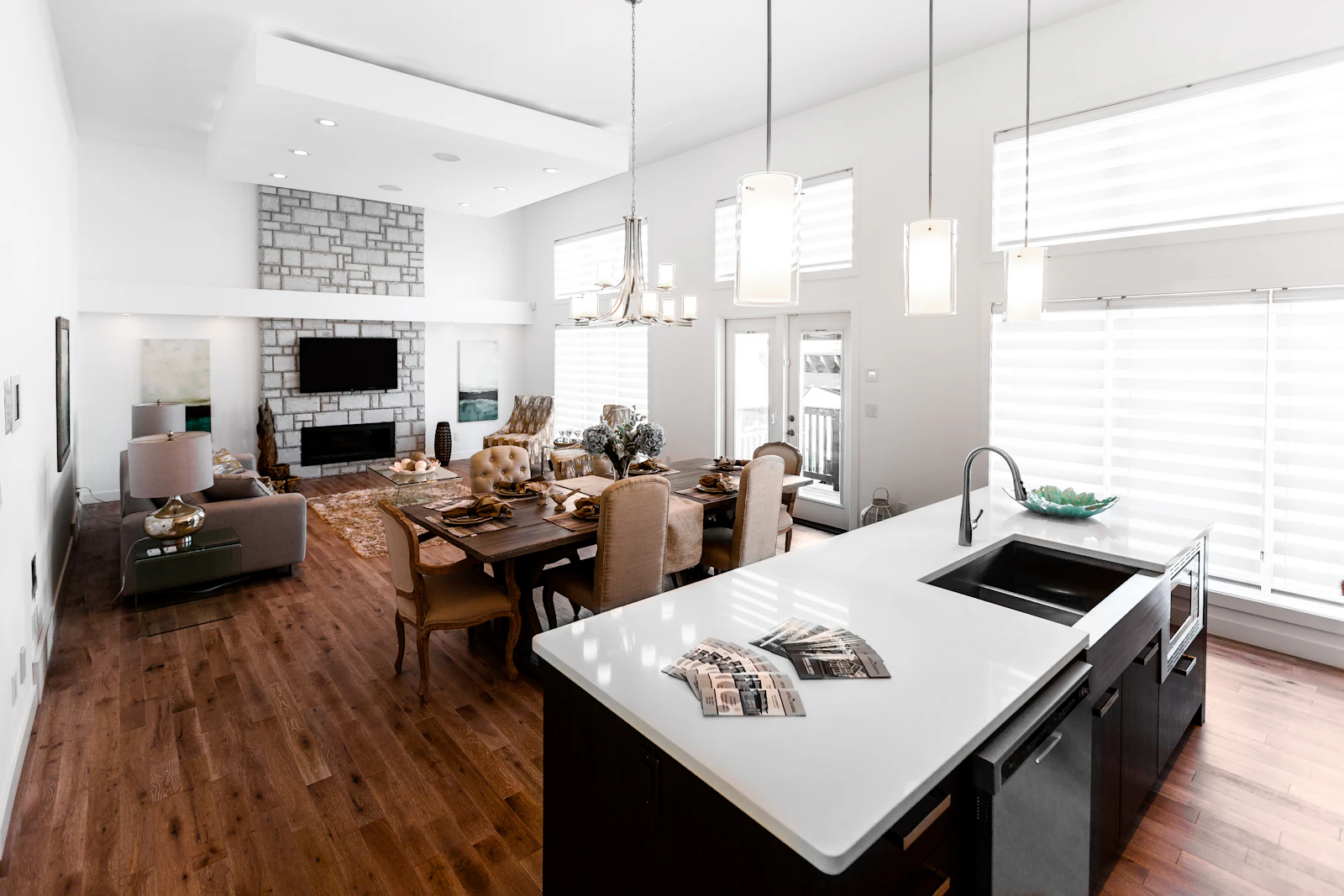 Contemporary kitchen and living space