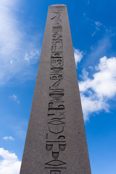 An ancient Egyptian obelisk with hieroglyphs at the Hippodrome, Istanbul