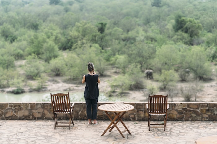 A private deck overlooking a waterhole