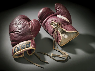 Vintage lace-up leather boxing gloves