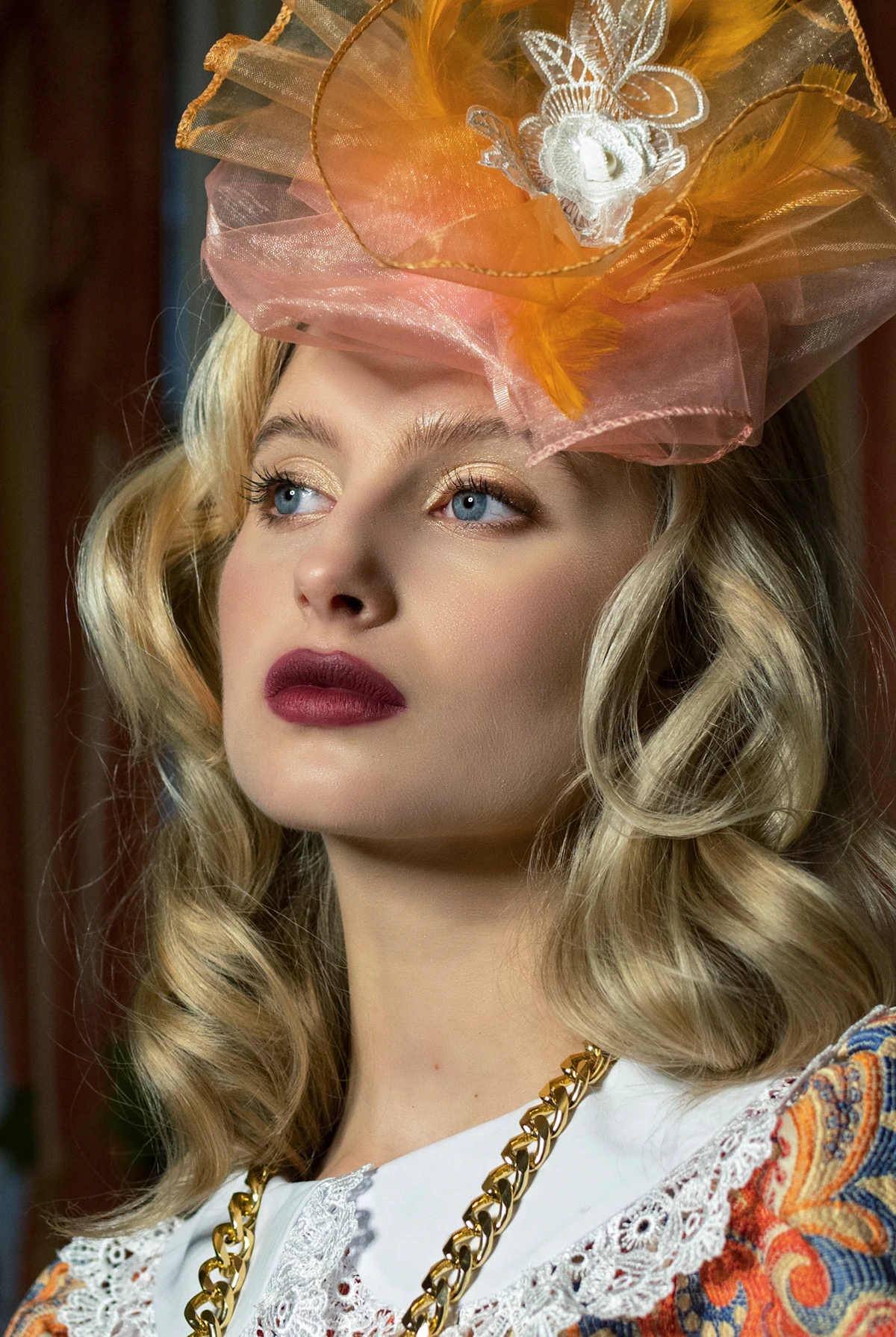 Coral Blossom Fascinator alternate view