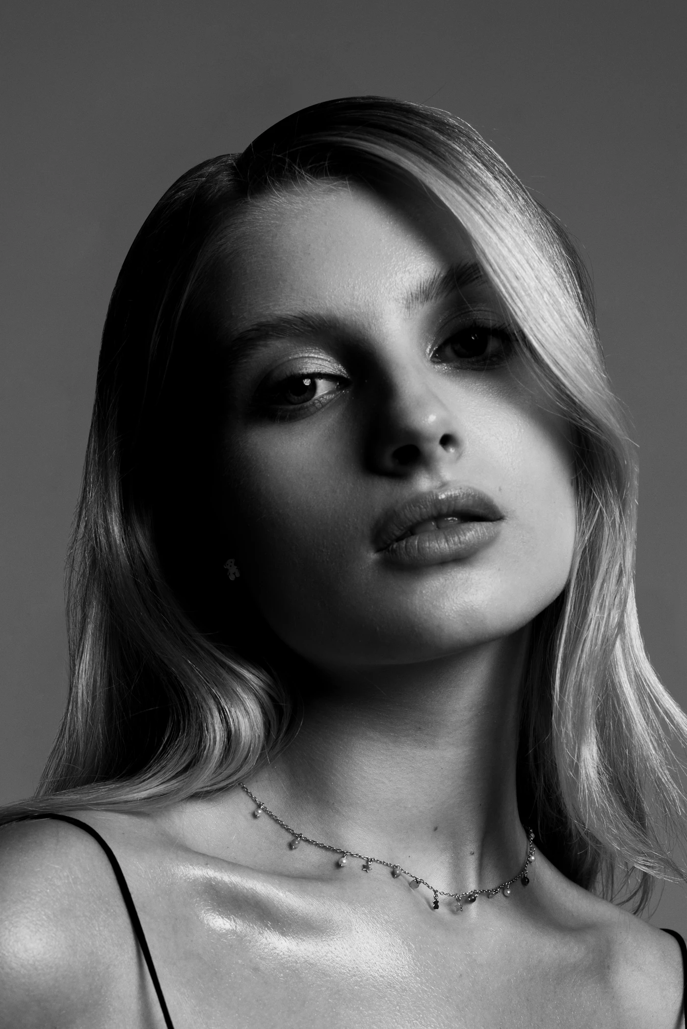 Black and white close portrait