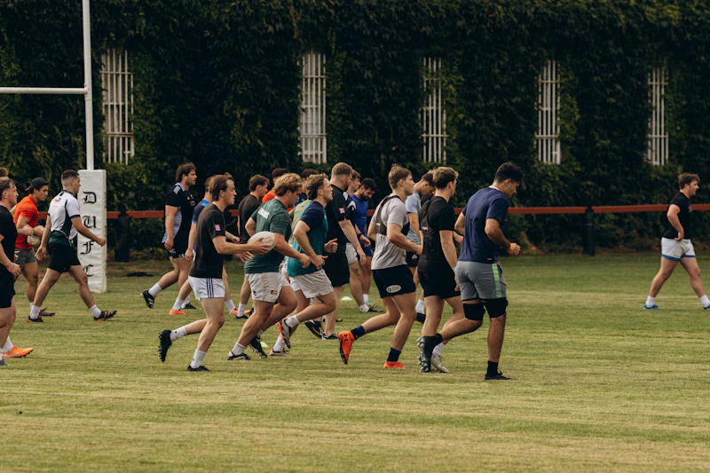 Team training on a field