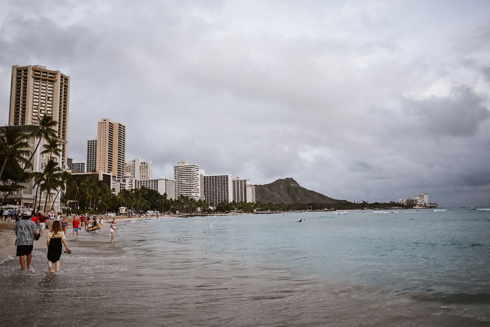 Waikiki Beach and the Honolulu skyline beneath Diamond Head