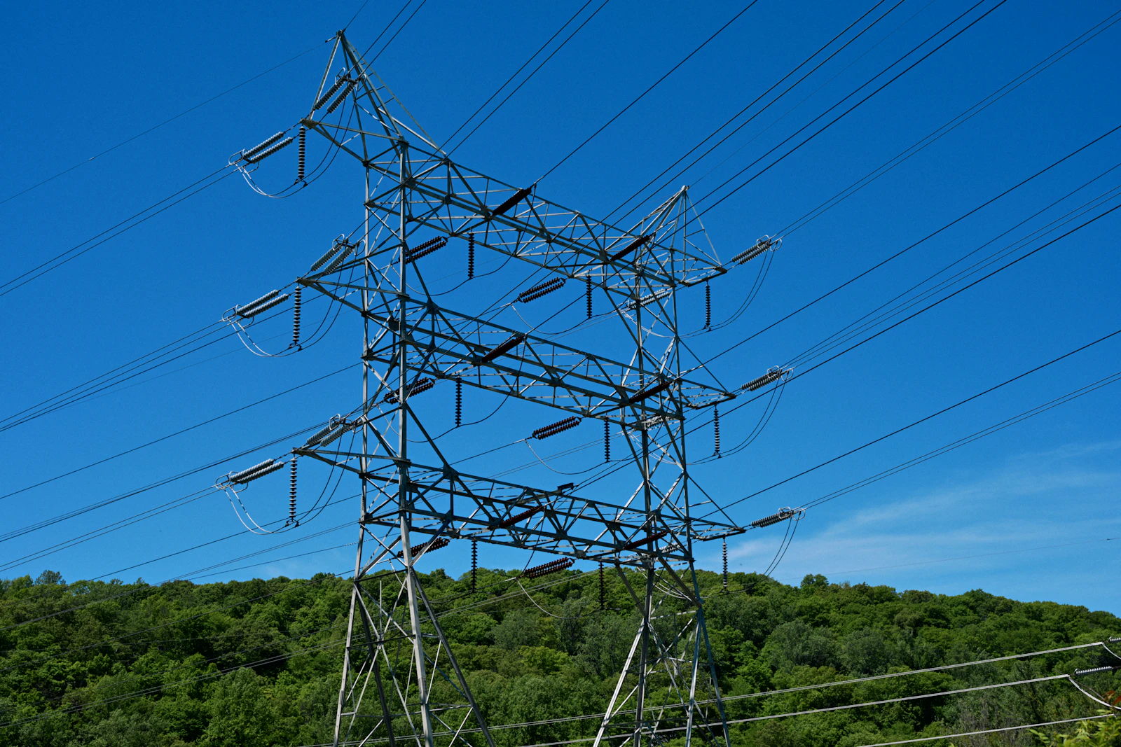 High voltage electricity transmission towers