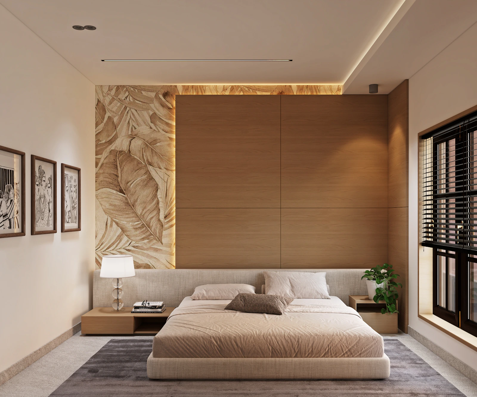 luxury bedroom 3D wallpaper Dubai textured feature wall