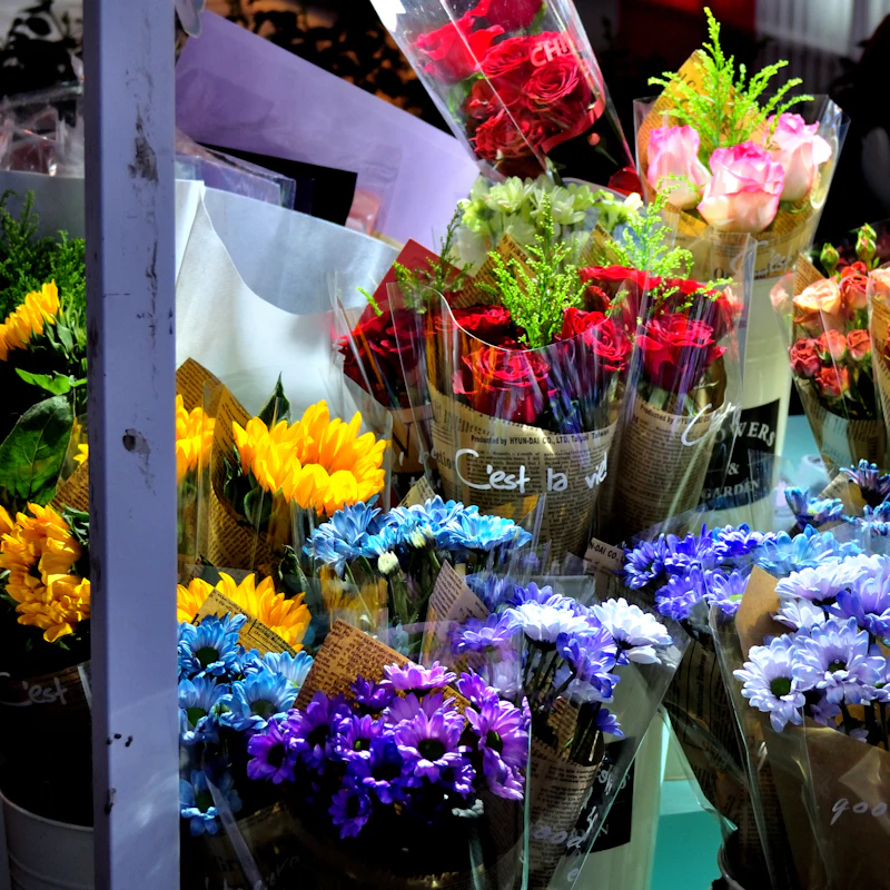 Bouquets of colorful flowers