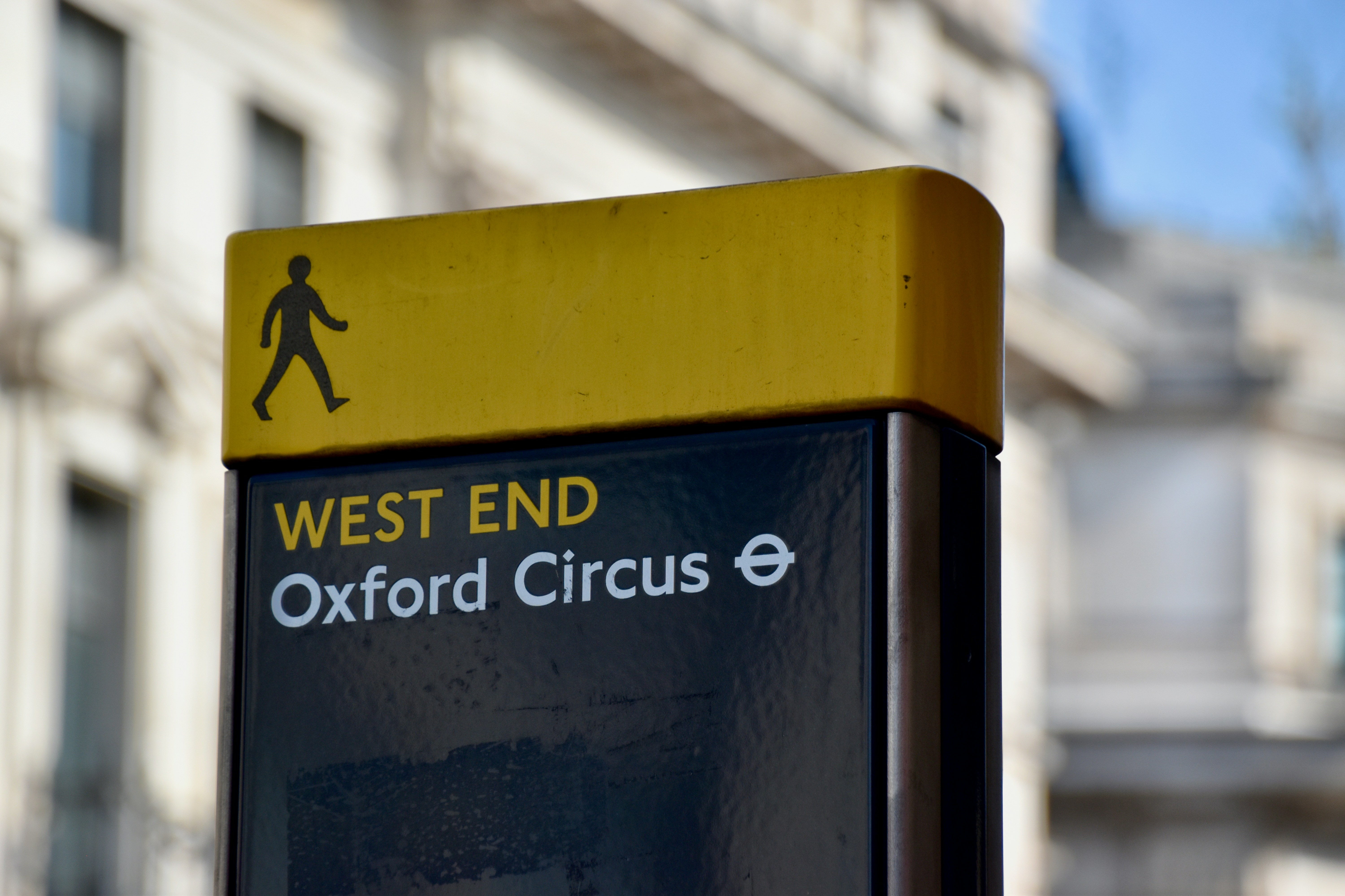 London West End street sign — neighbourhood signage