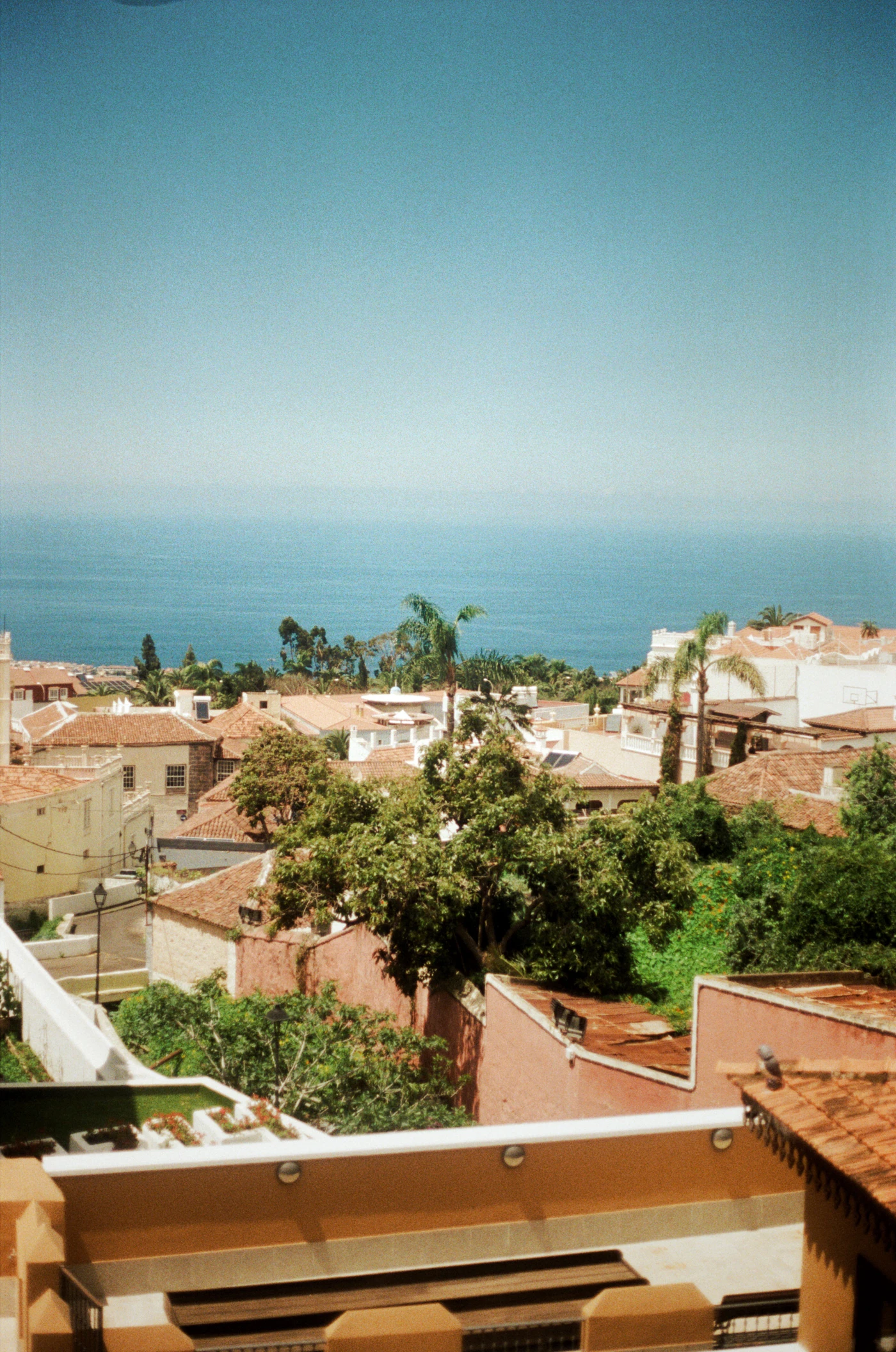 Coastal town rooftops above blue water, representing the property value exposed to a single landfalling storm
