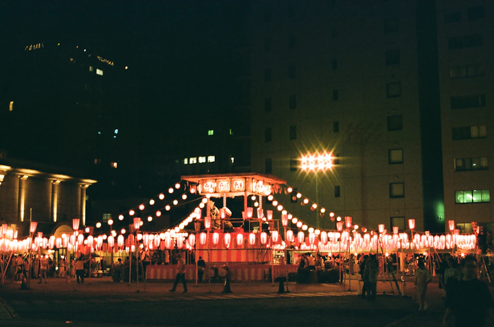 Lantern-lit summer festival night in Tokyo