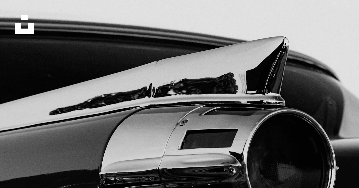 Car Fin Camera Black and white vintage car fin with chrome detail. photo – Free Car ...