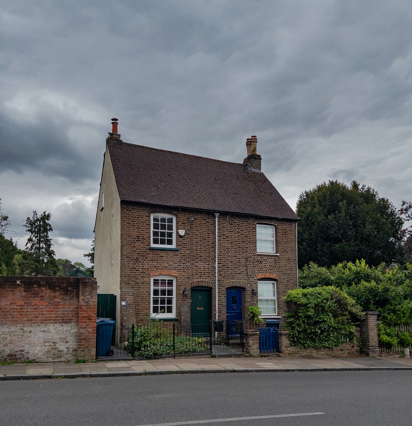 Brick house with two separate front doors