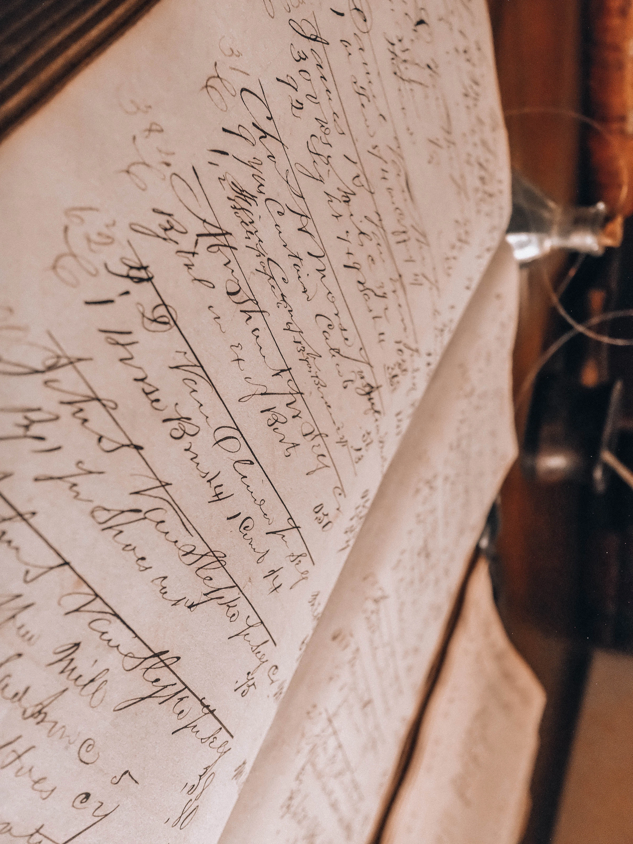 Historic ledger containing handwritten transaction records