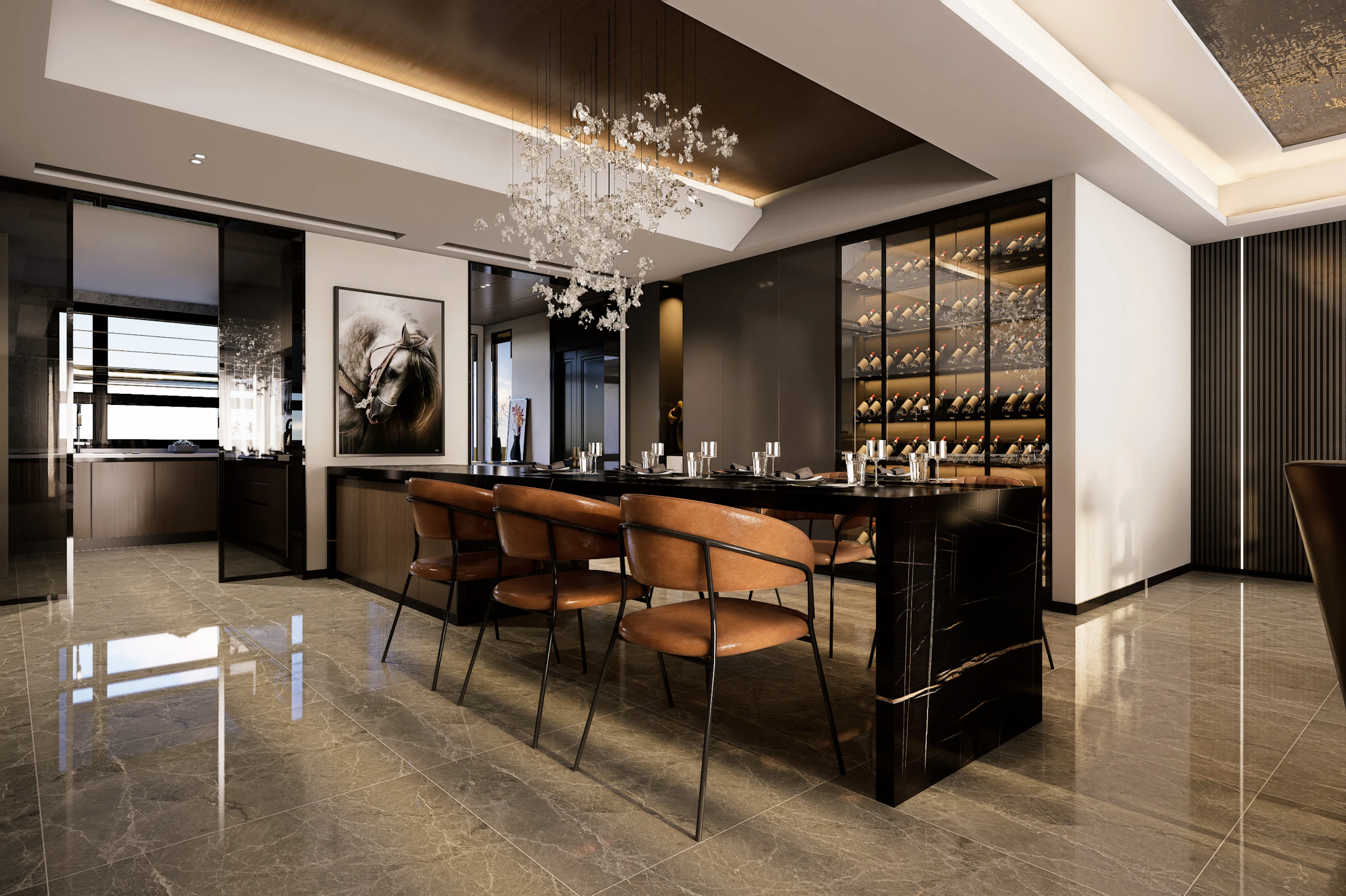 Refined luxury dining interior