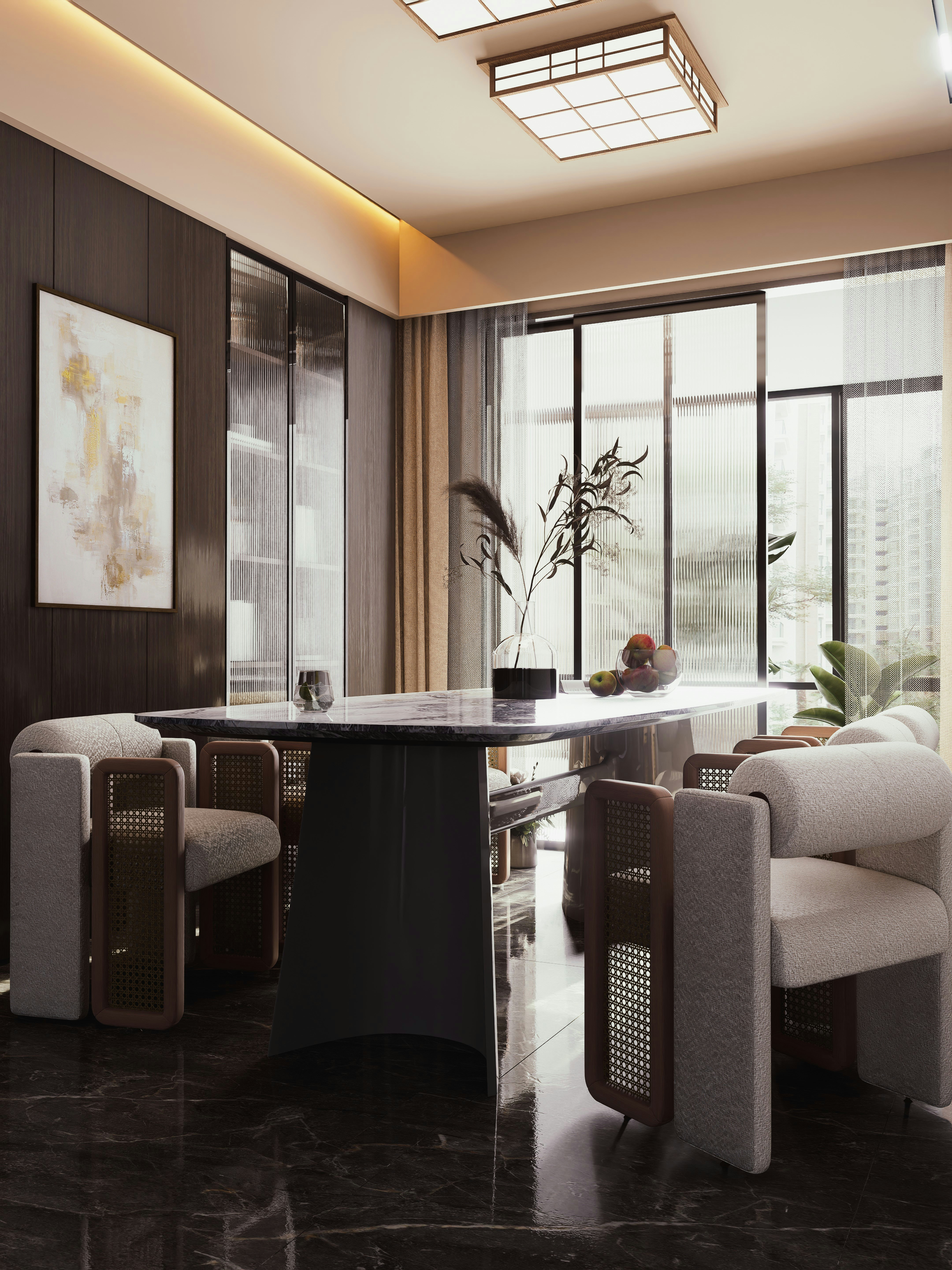 modern office desk dining room interior, wallpaper, Unique Contemporary Office Desk for Dining Room Integration 4