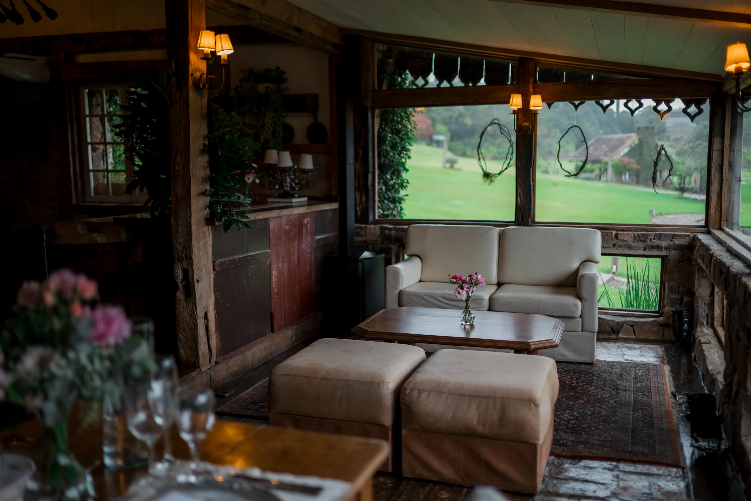 A bright self-catering sunroom overlooking open fields