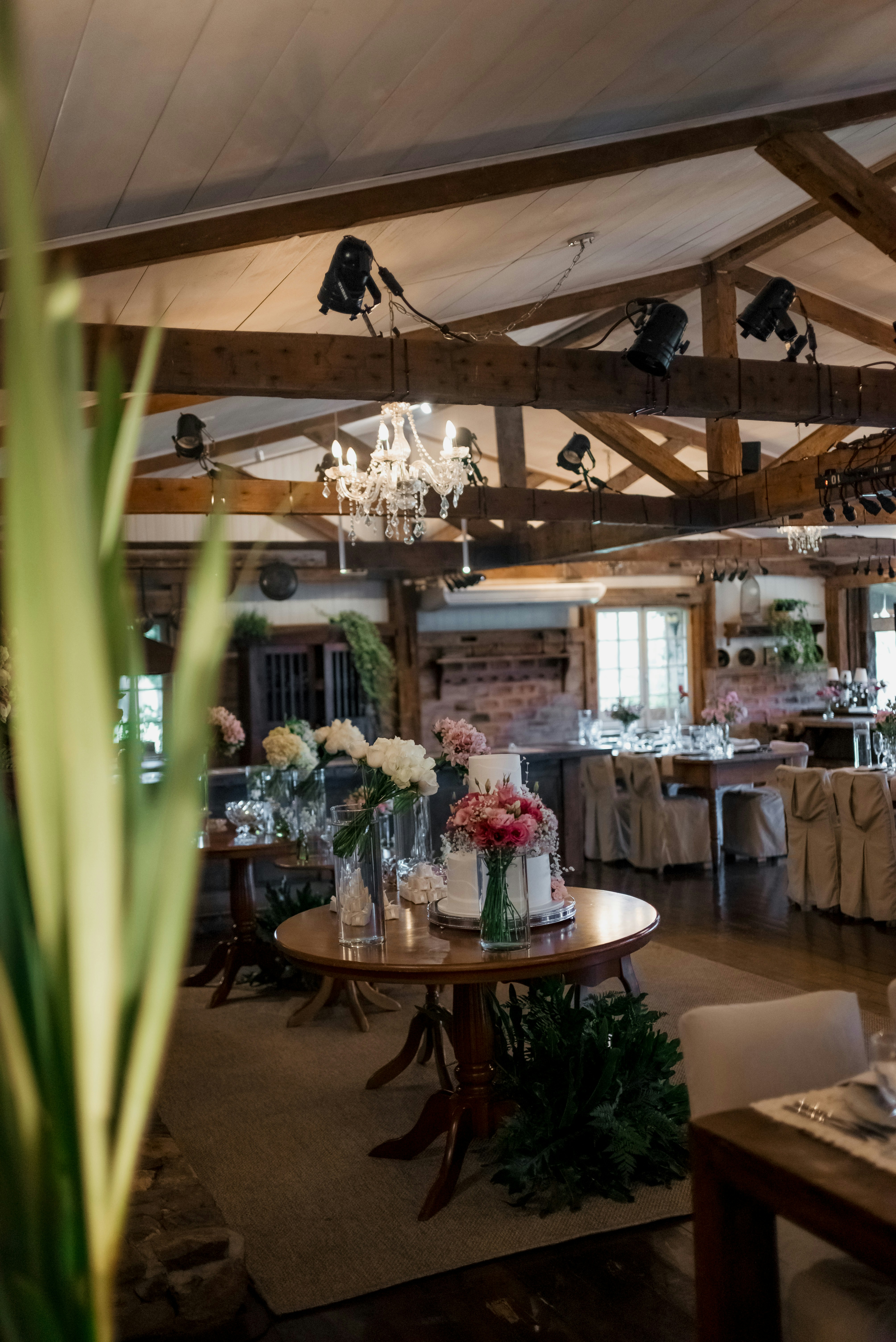 Beautiful party venue with ambient lighting and decoration