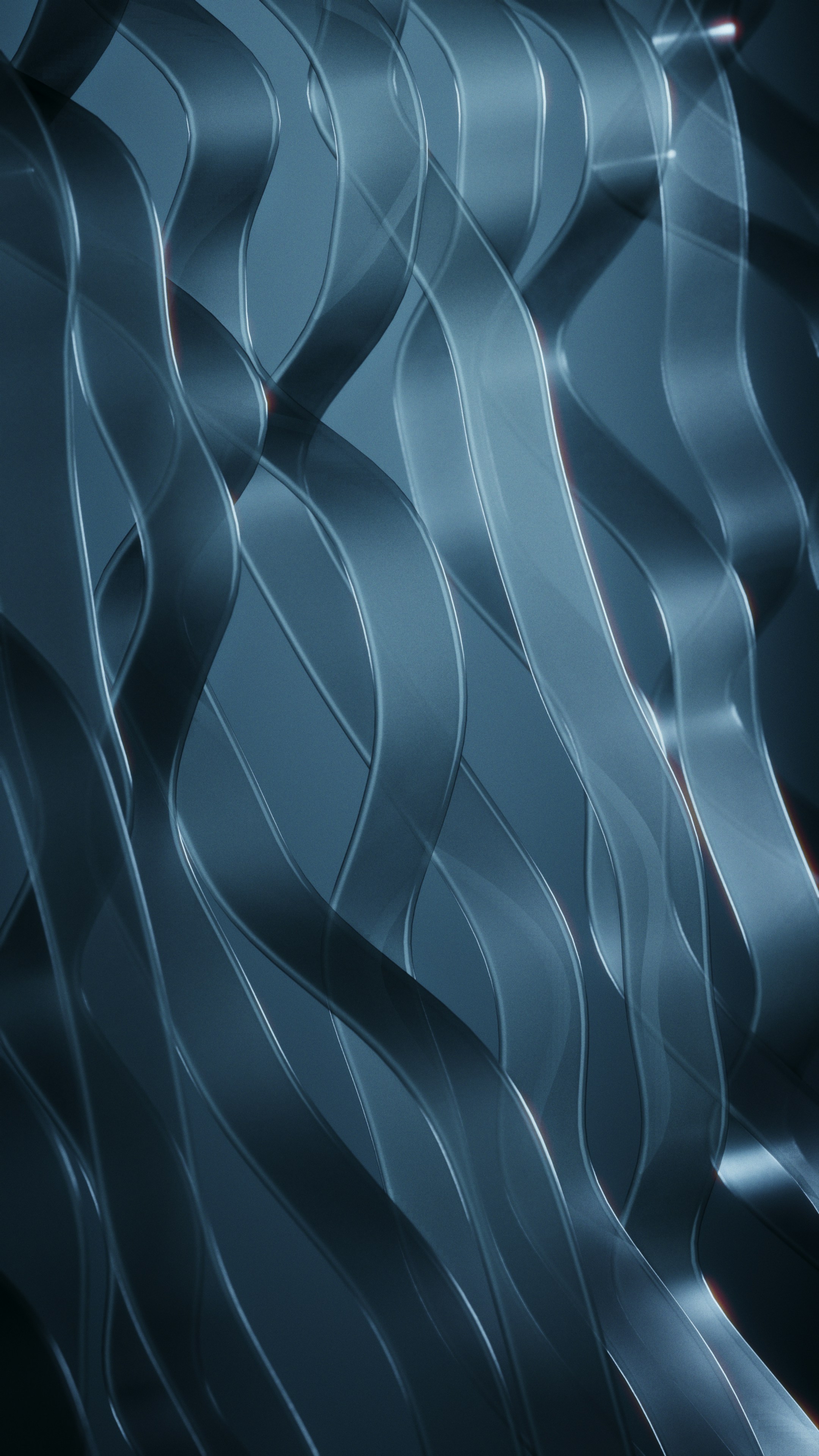 Abstract pattern of flowing blue ribbons.