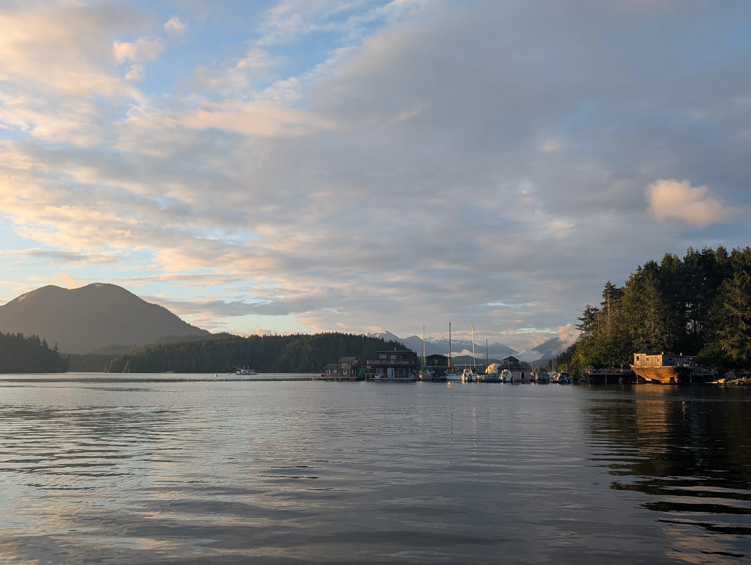 Tofino BC coastal waters at golden hour