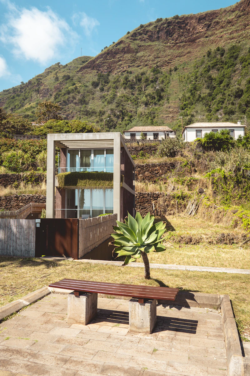 Modern building on a sunny hillside