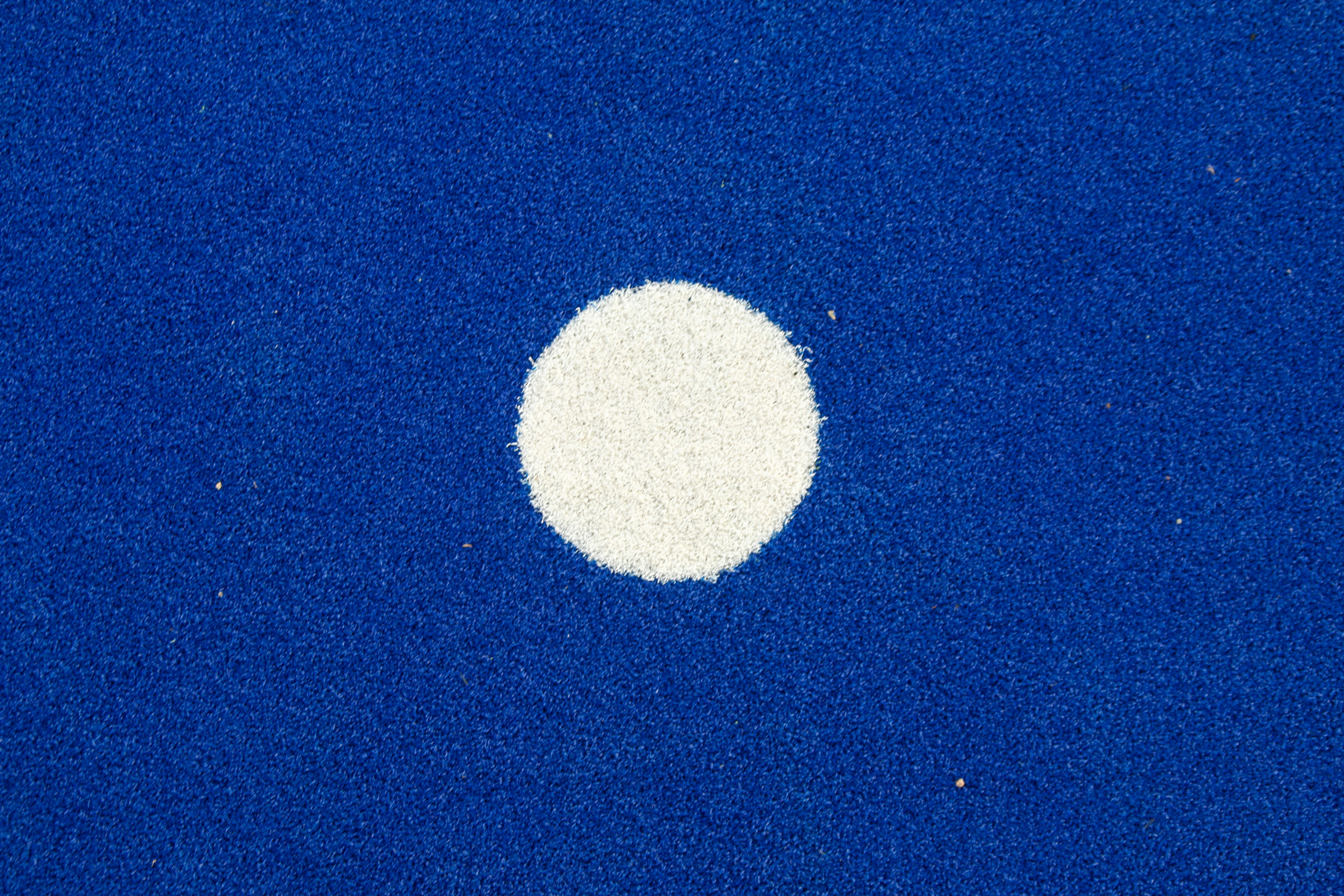 A white circle centered on a solid blue background.