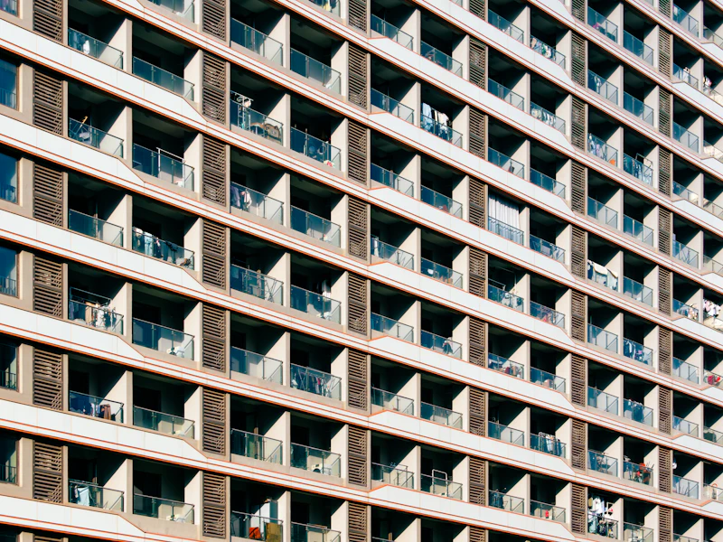 Completed modern building facade
