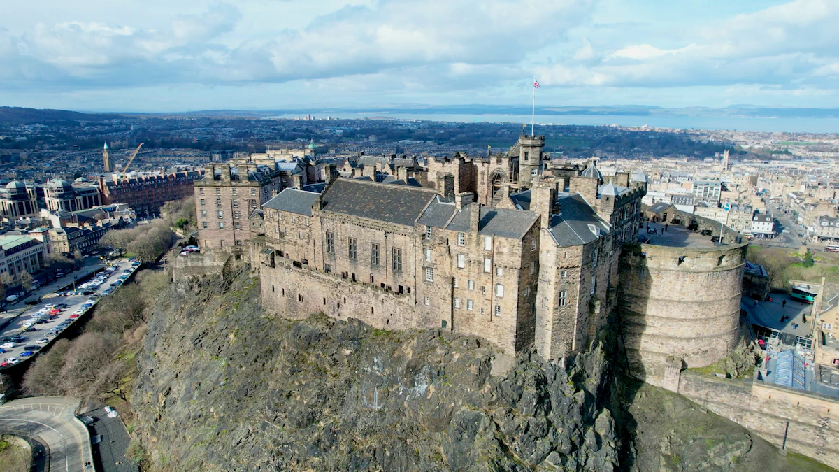 Wide view of Edinburgh Castle and the city beyond
