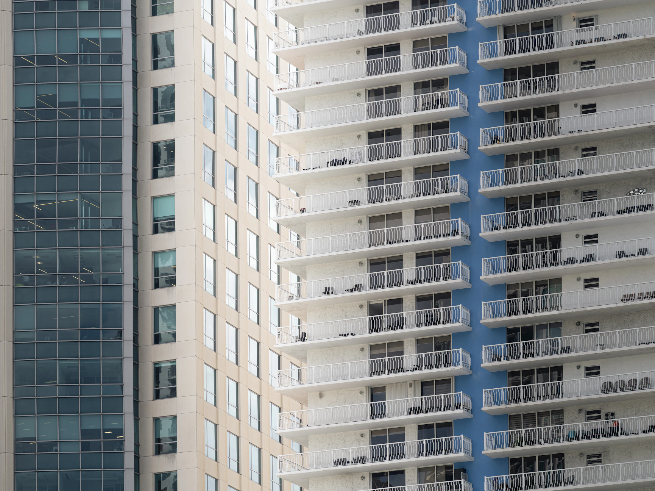 Modern high-rise architecture with glass facades in Miami