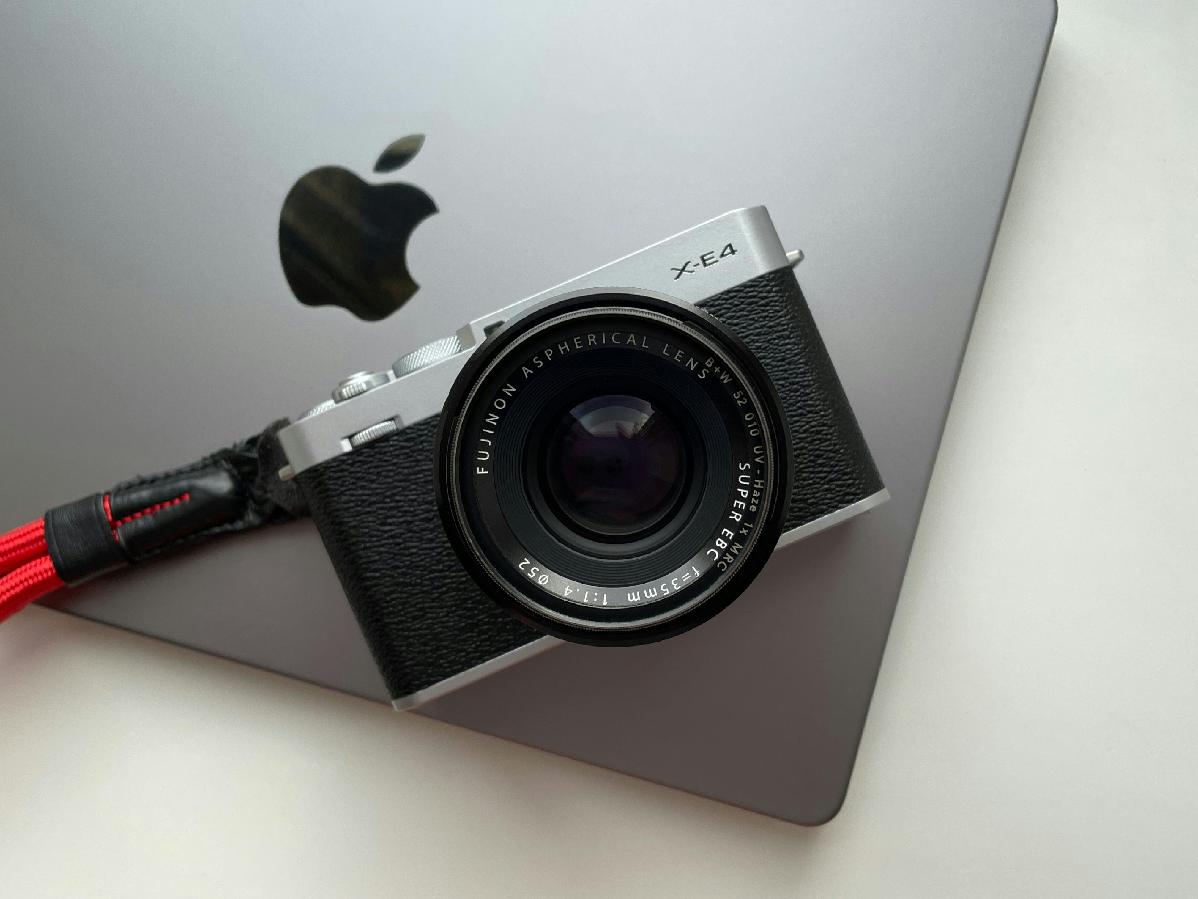 Fujifilm camera on a macbook laptop.