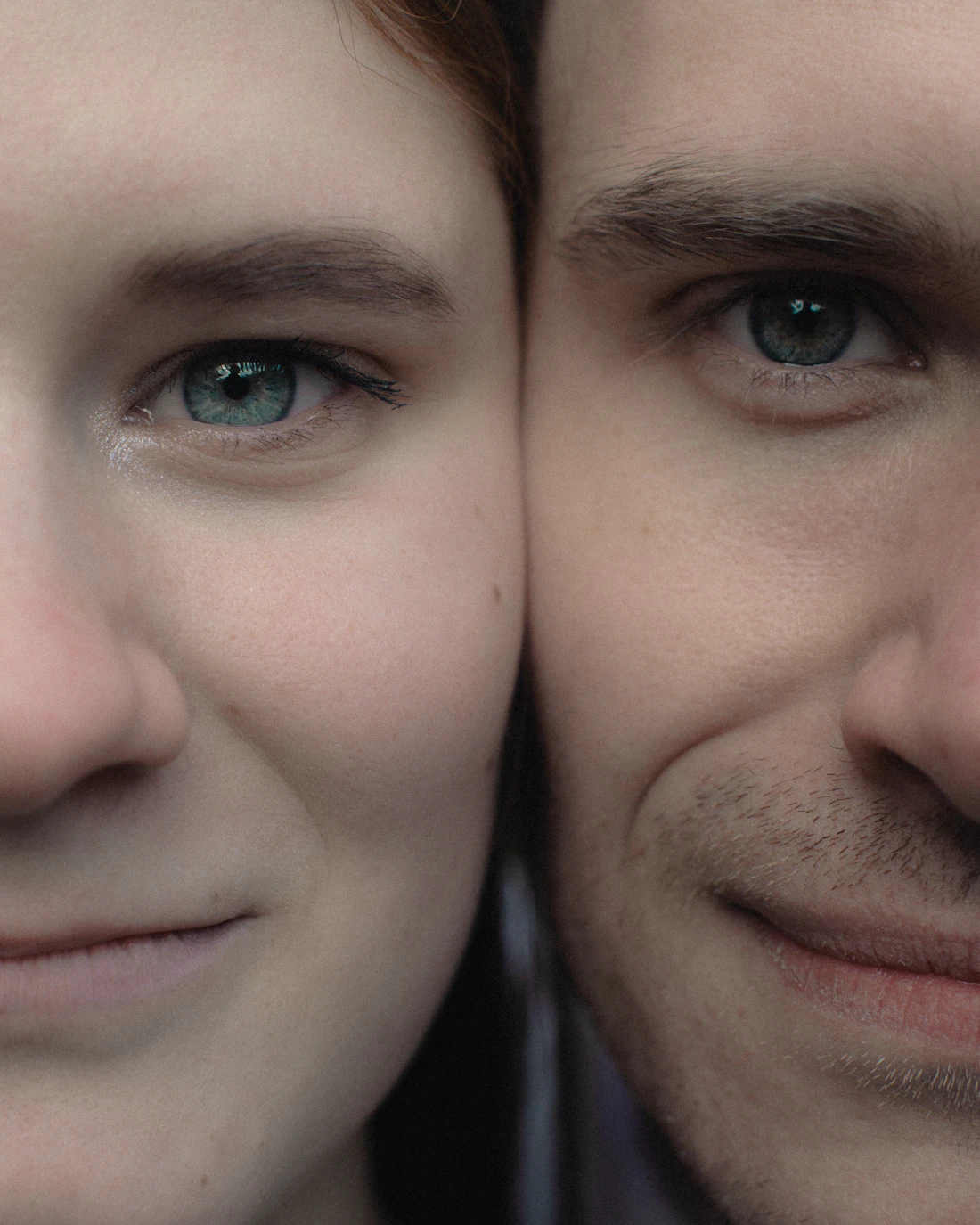 Close wedding portrait of a couple together