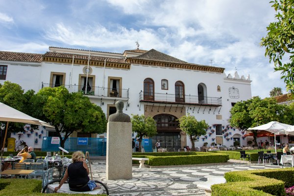 A whitewashed square in the old town — Marbella, Spain