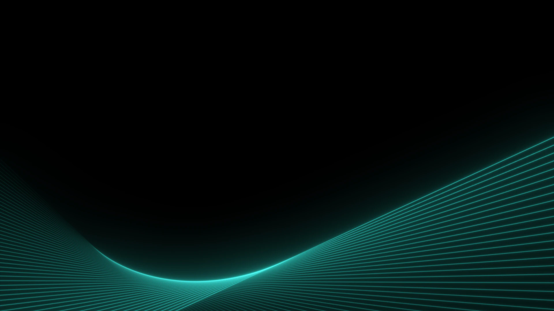 Glowing teal lines form a wave on a black background.