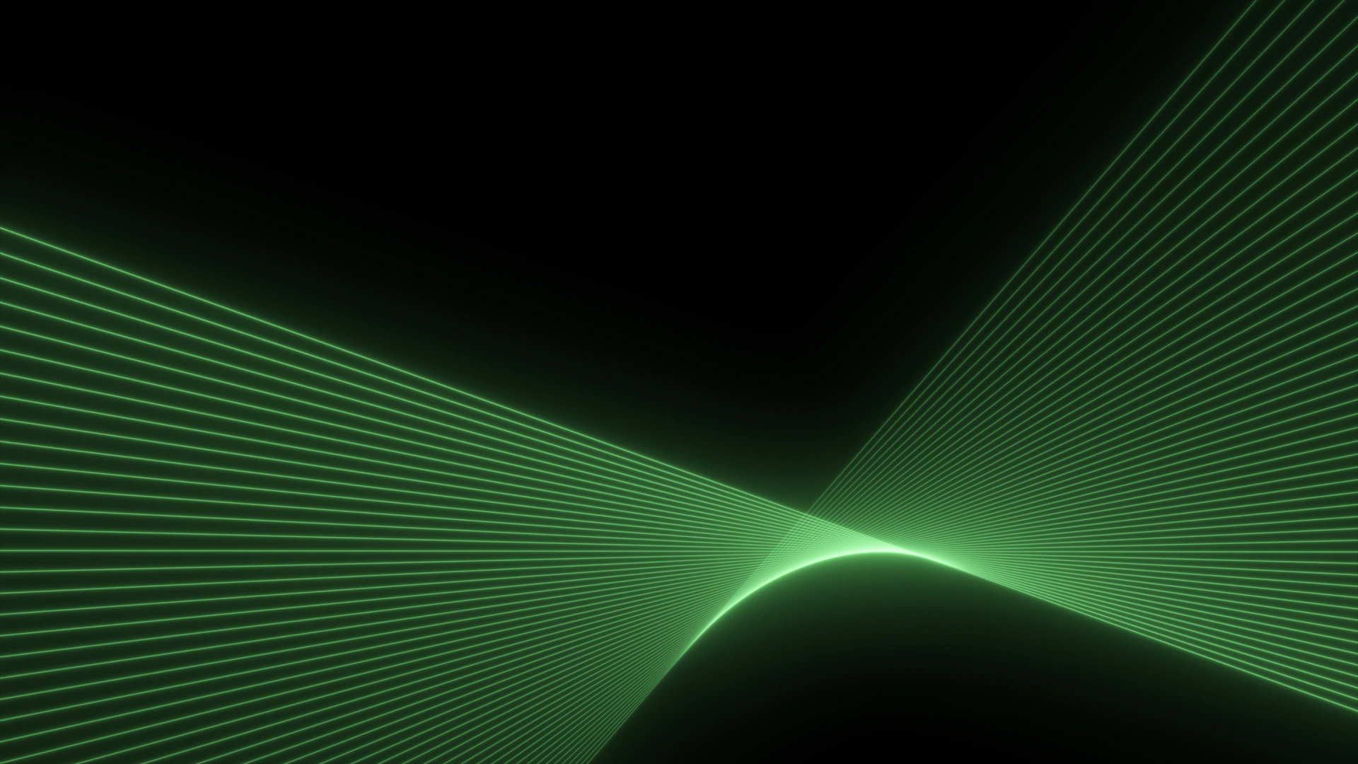 Green glowing lines form an abstract, curved pattern on black