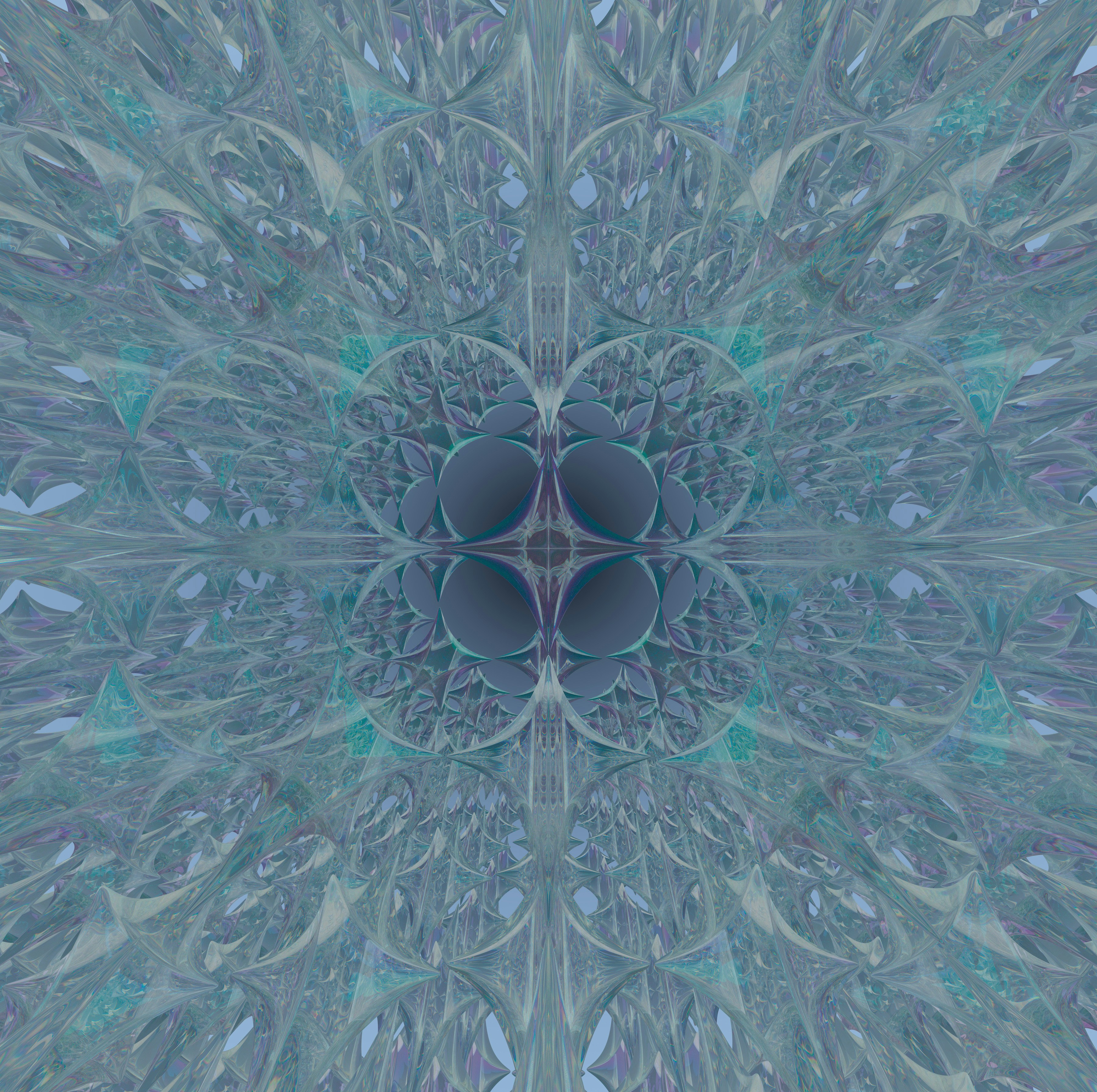 Abstract blue and grey symmetrical geometric pattern.