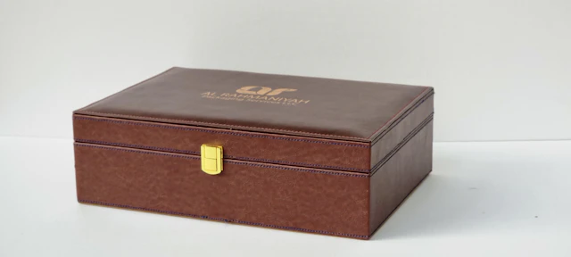 Leatherette Desk Organiser with Brass Trim