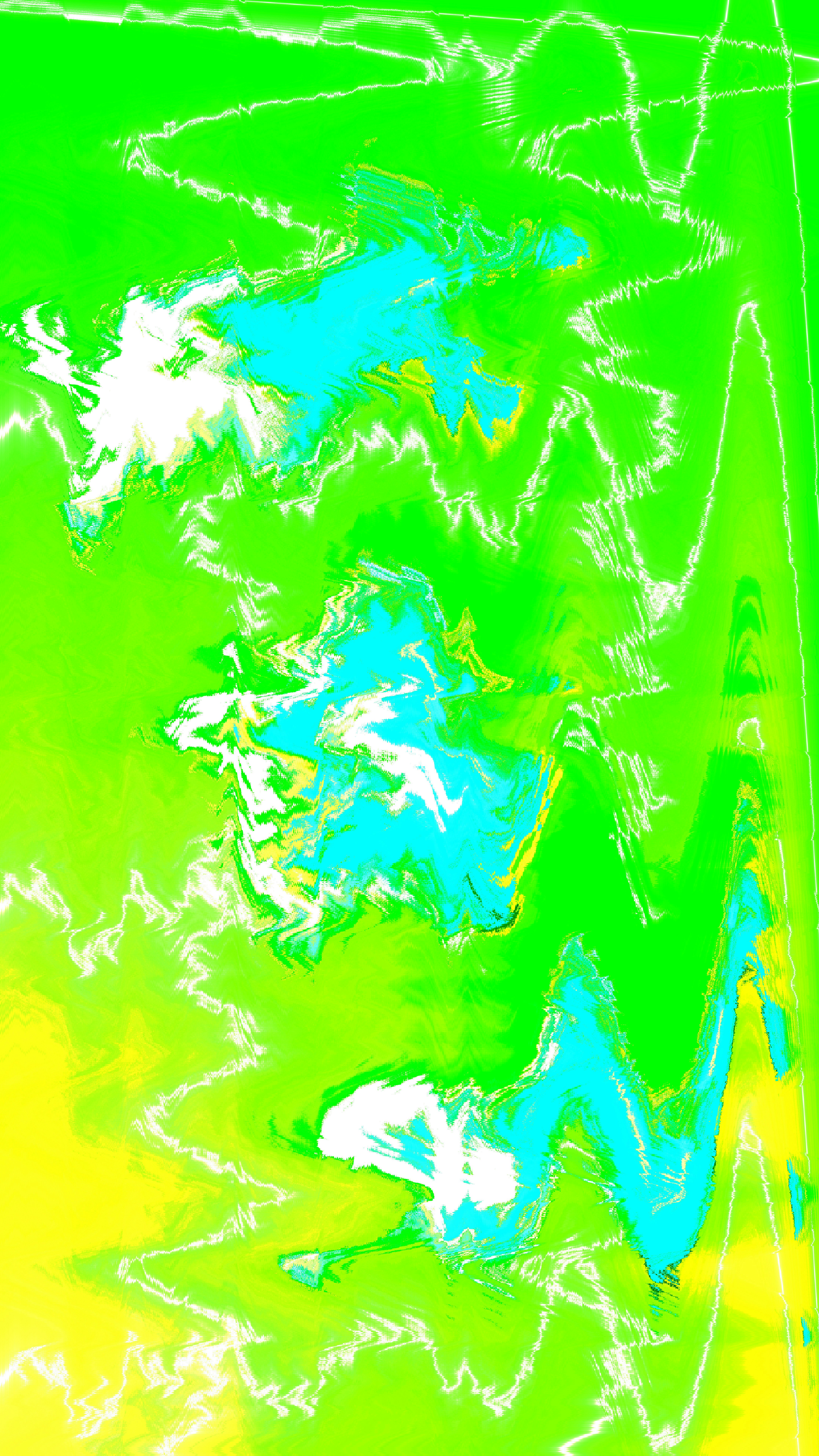 Vibrant abstract background with wavy green, blue, and yellow patterns.