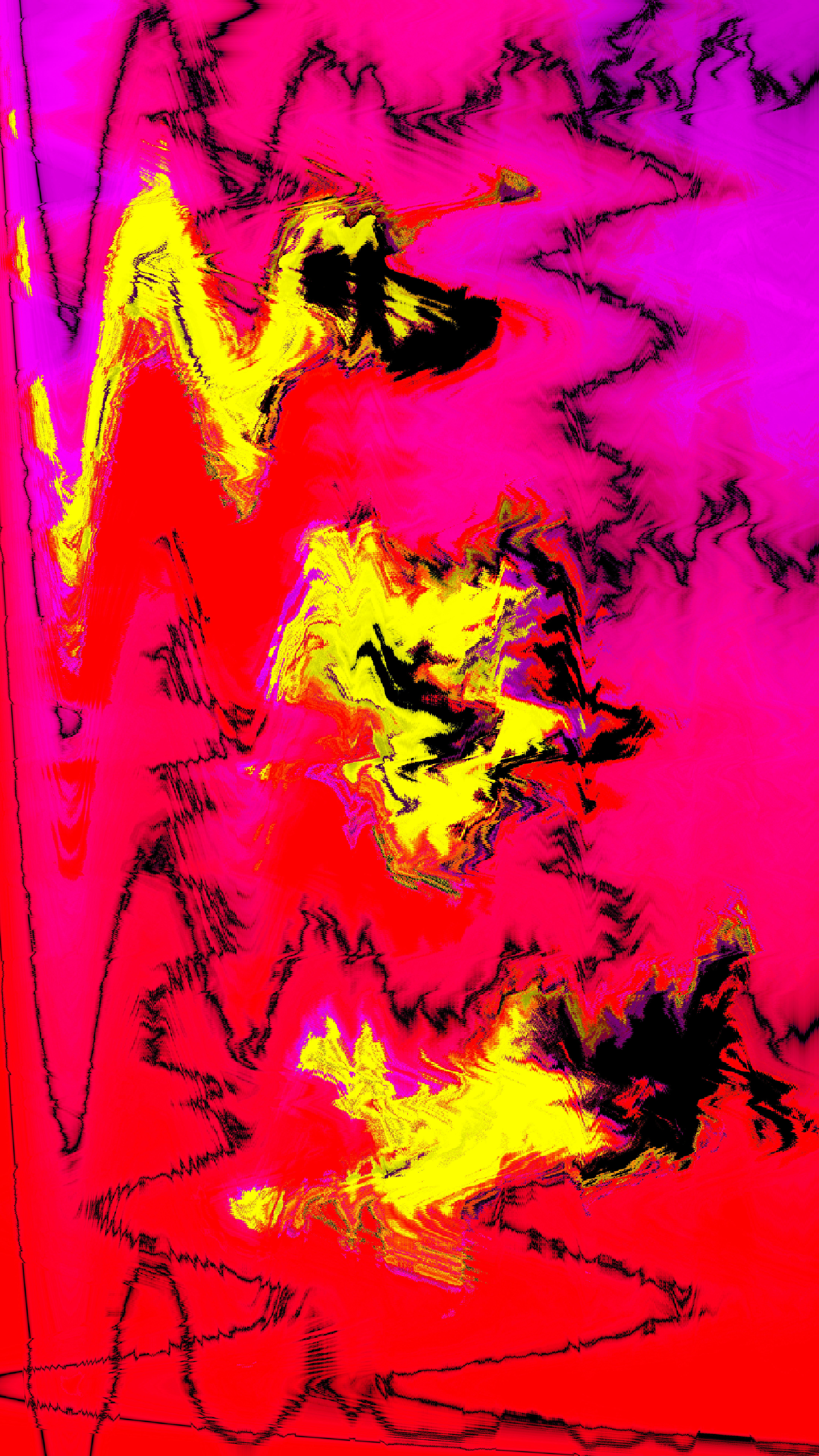 Swirling abstract patterns in vibrant red, yellow, and black.