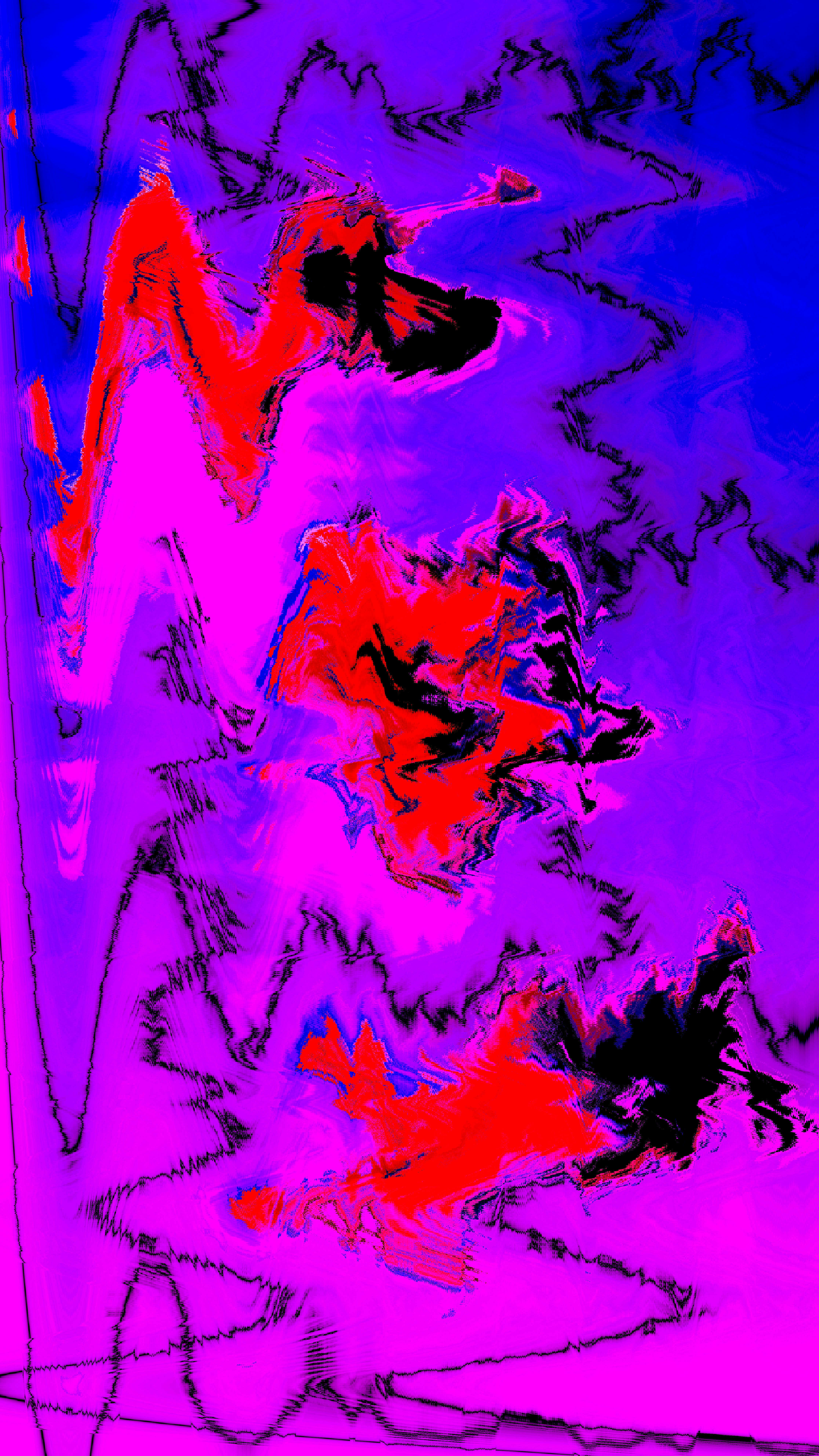 Swirling blue, magenta, and red abstract pattern.