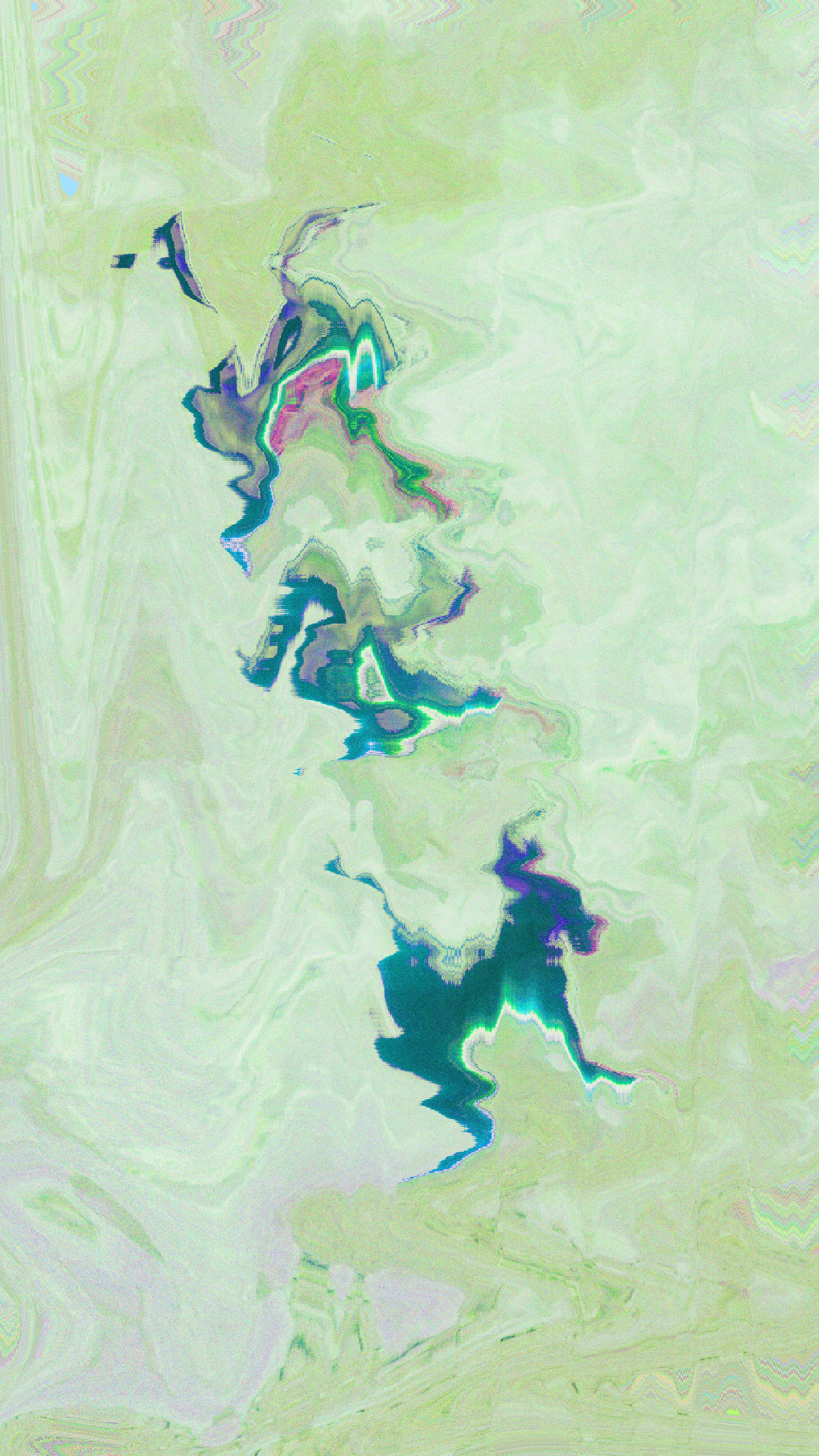 Abstract swirling colors on a light green background.