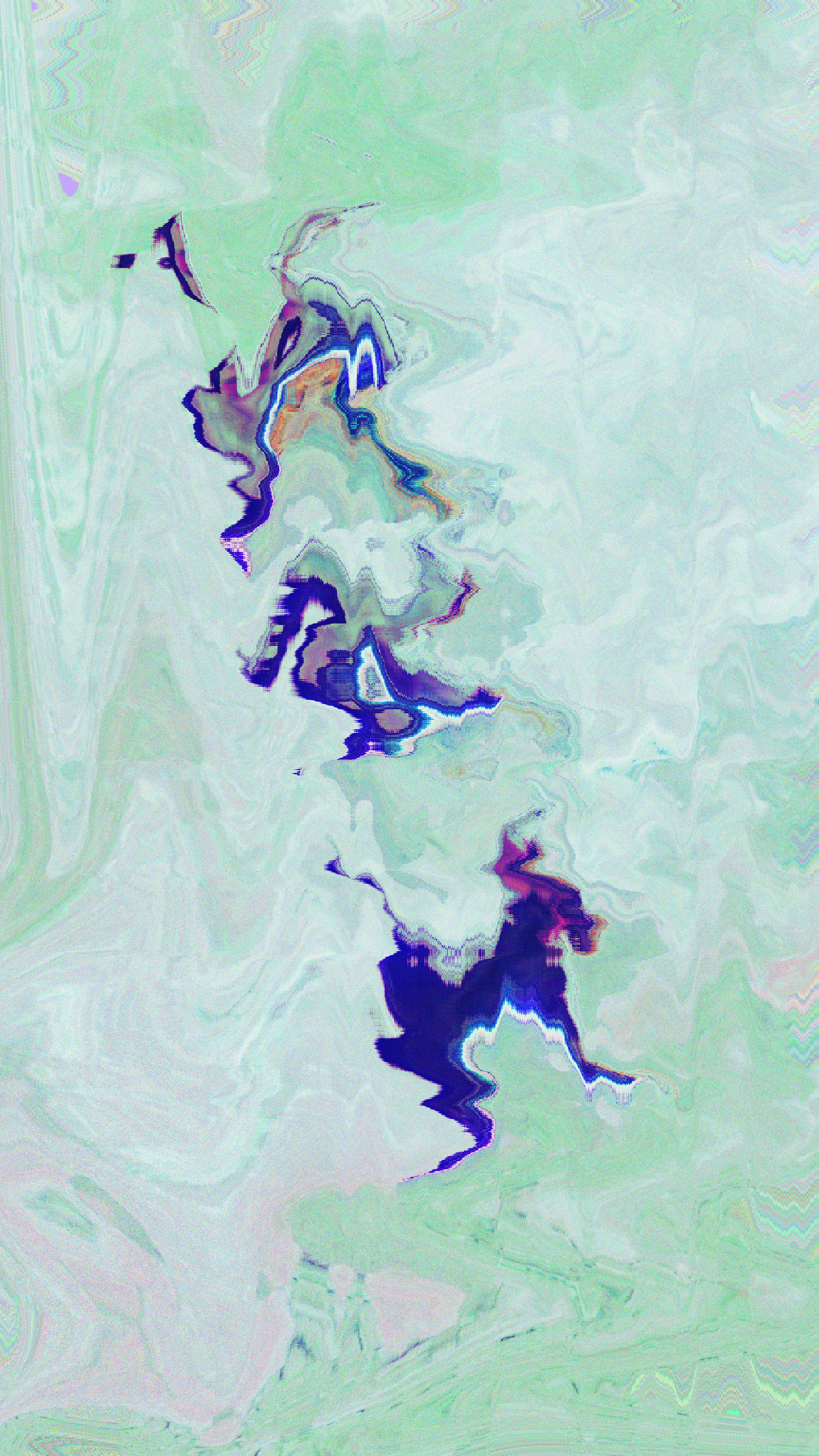 Abstract swirls of green, white, purple, and blue colors.